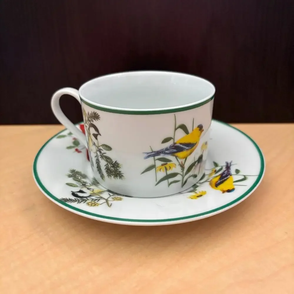 Vintage National Wildlife Federation WFE3 Songbirds Flat Cup & Saucer Set (4)